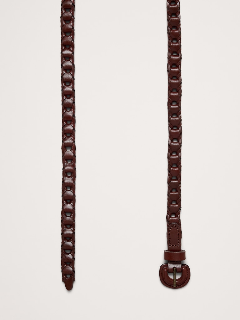 Skinny Woven Leather Belt
