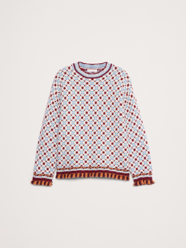 Merino-Cotton Jacquard Sweater