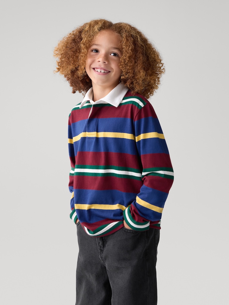 Kids Relaxed Stripe Rugby Polo Shirt