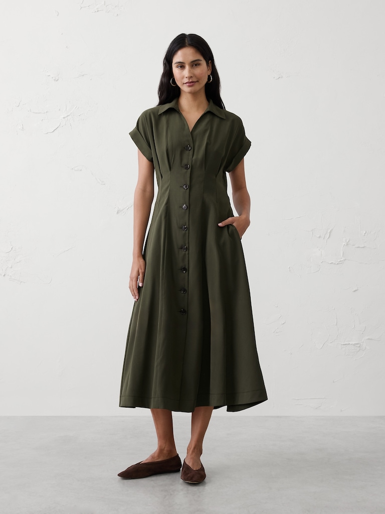 Twill Midi Shirtdress