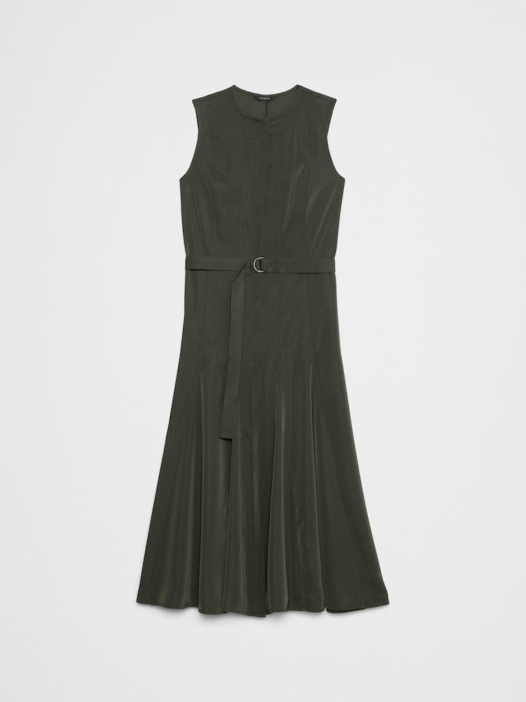 Sheen Twill Godet Midi Dress