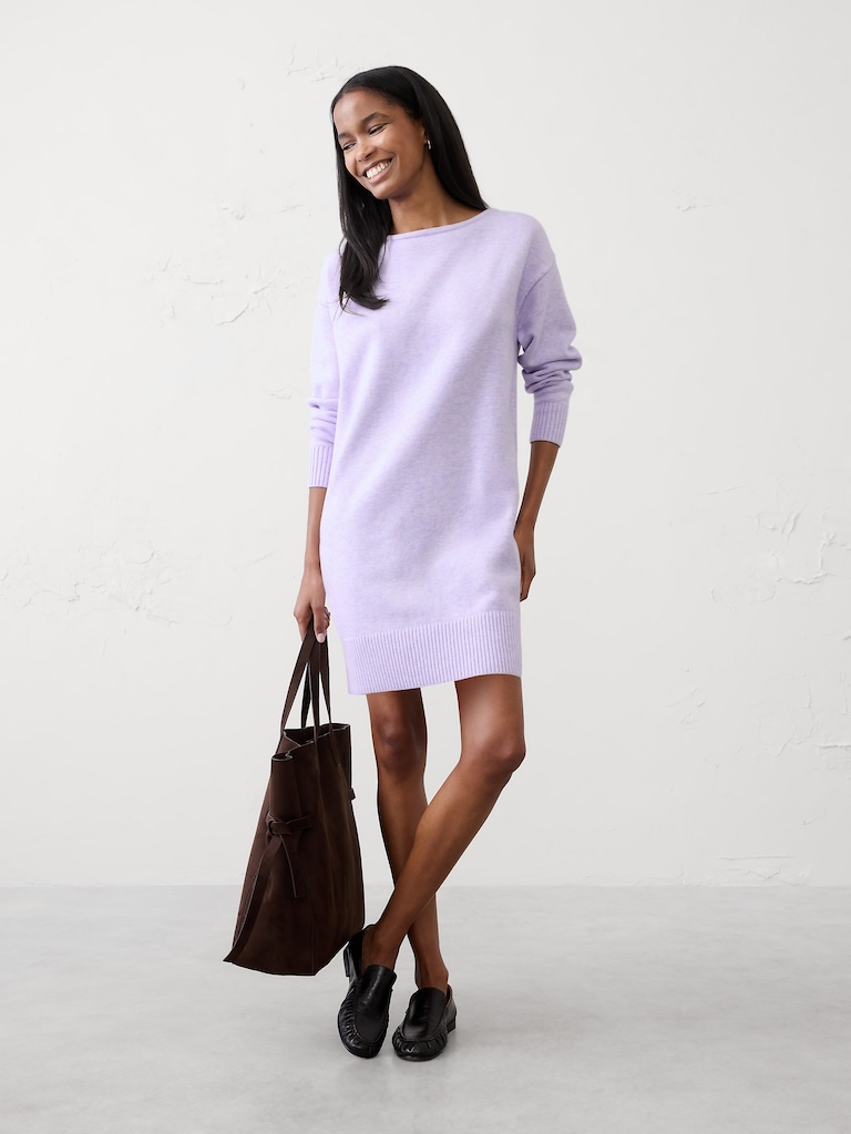 Boatneck Mini Sweater Dress