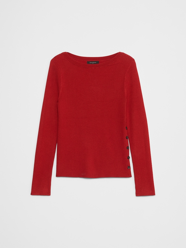 Ribbed Boatneck Pullover Sweater