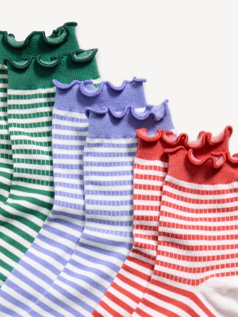 Ruffled Crew Sock 3-Pack for Women