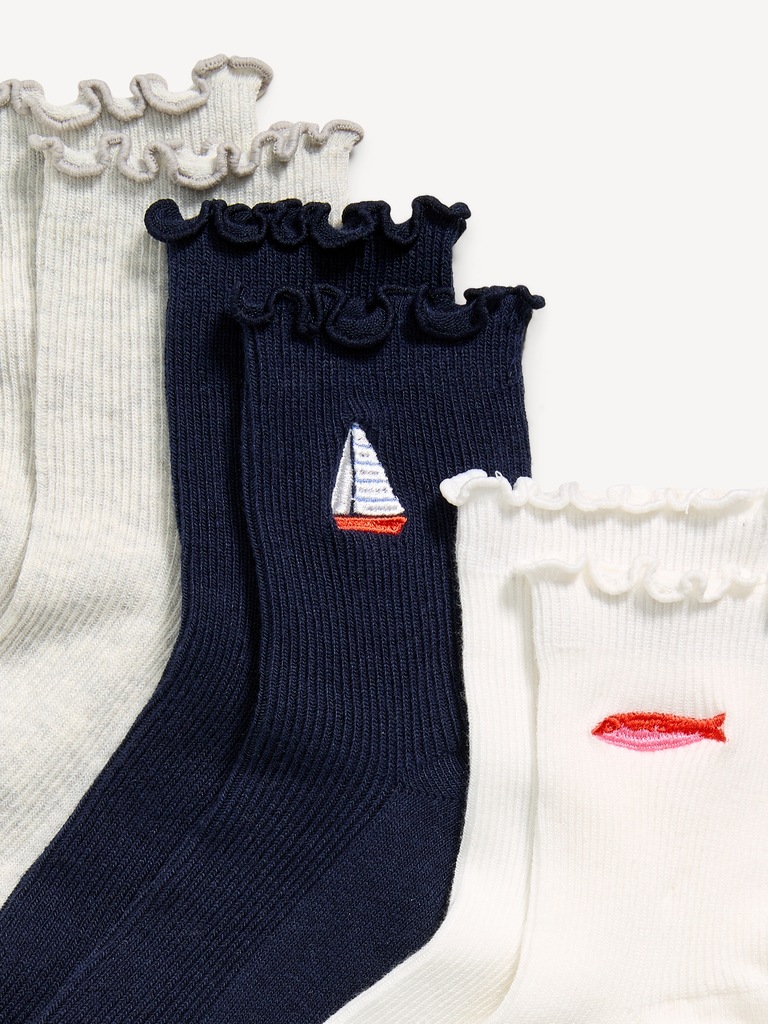 Ruffled Crew Sock 3-Pack for Women