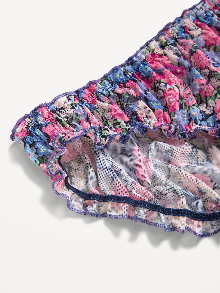 Ruffle-Edge Mesh Hipster Underwear