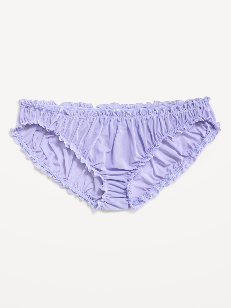 Ruffle-Edge Mesh Hipster Underwear