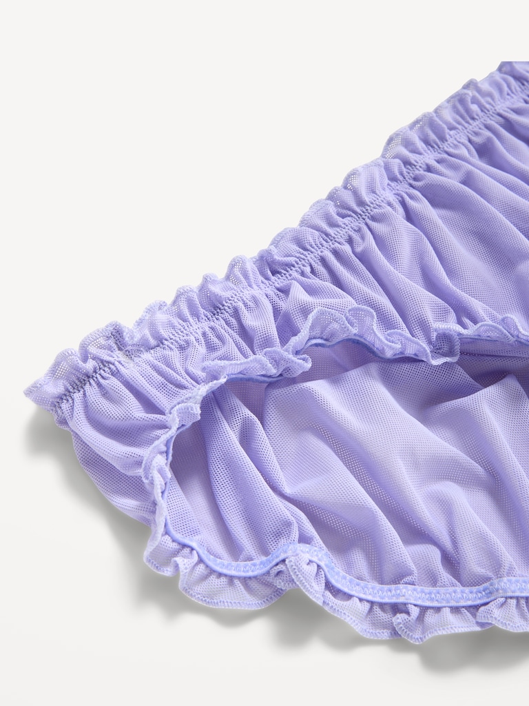 Ruffle-Edge Mesh Hipster Underwear