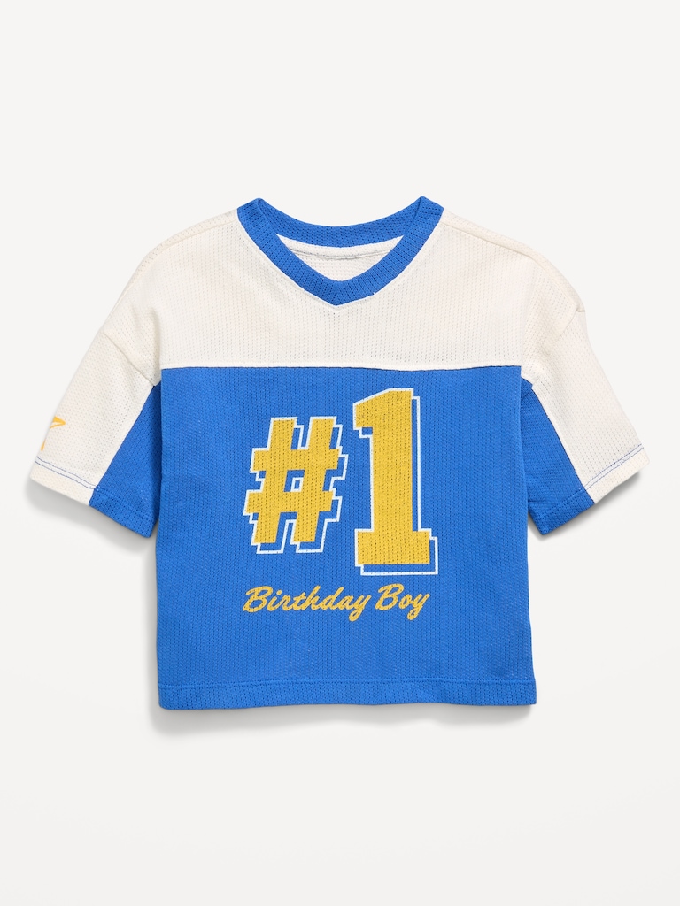 Oversized Mesh Graphic Football T-Shirt for Toddler Boys