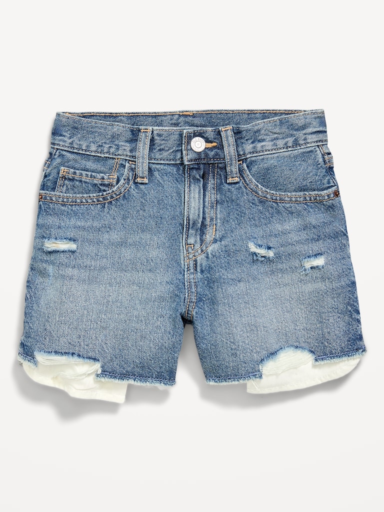 High-Waisted Ripped Frayed-Hem Jean Shorts for Girls