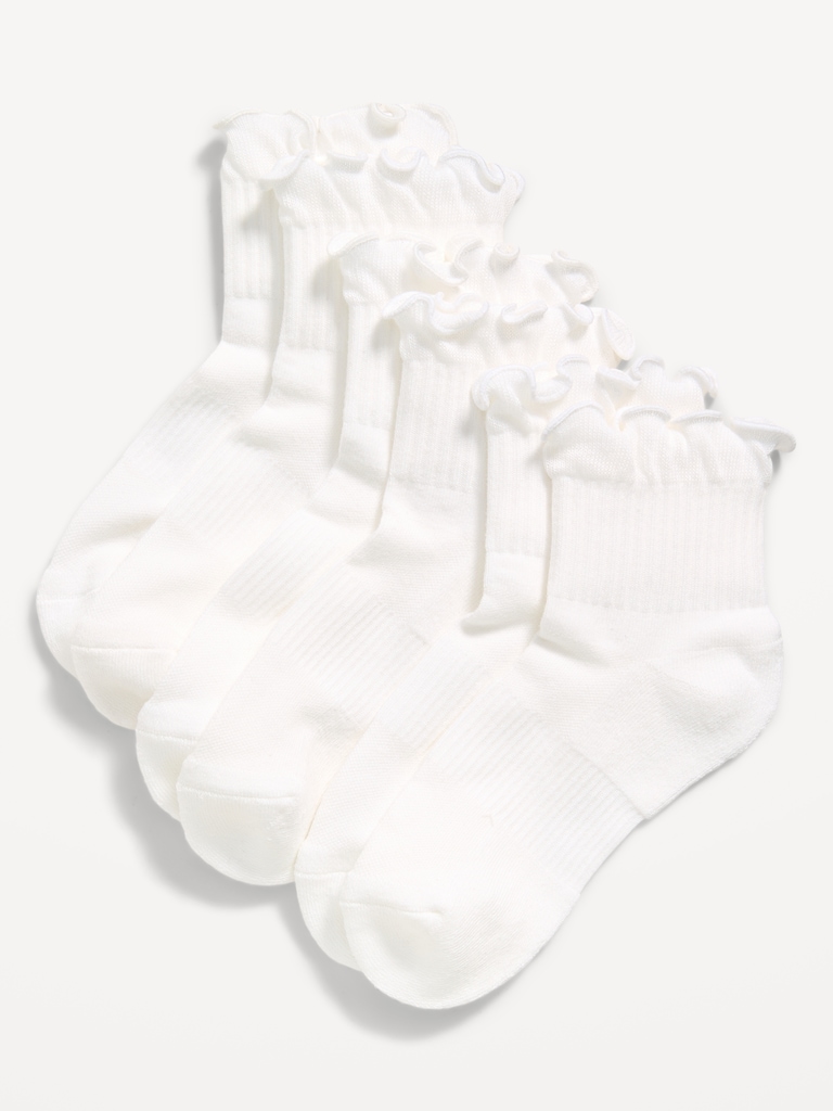 Ruffled Athletic Socks 3-Pack for Girls