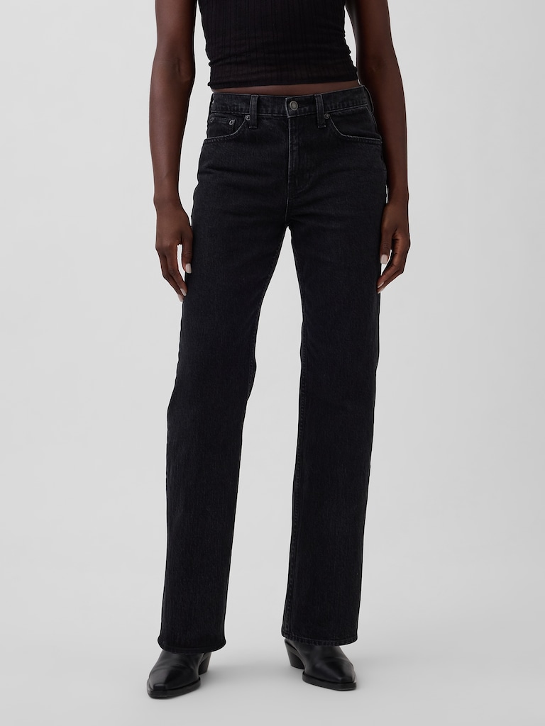 Mid Rise Relaxed Straight Jeans