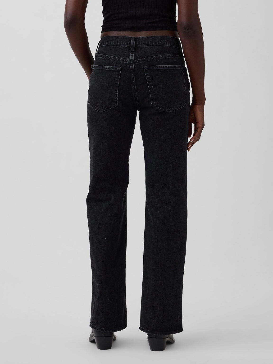 Mid Rise Straight Jeans