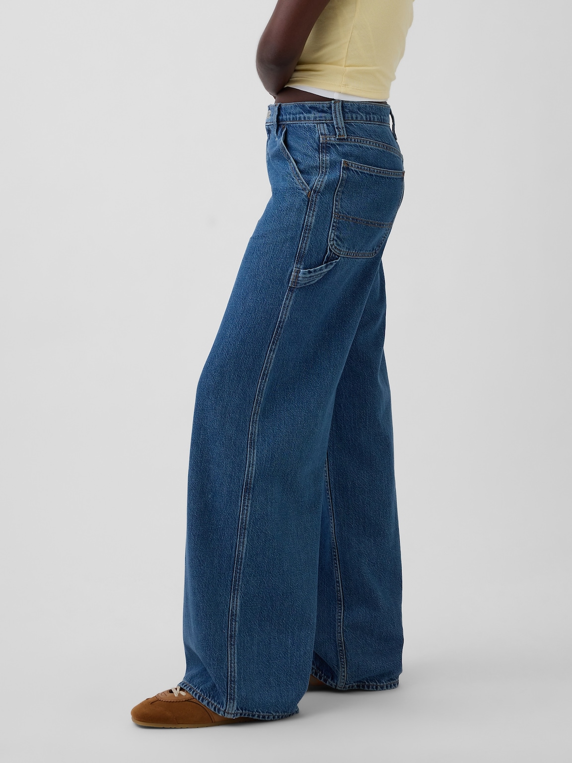 Mid Rise UltraSoft Denim Baggy Trousers
