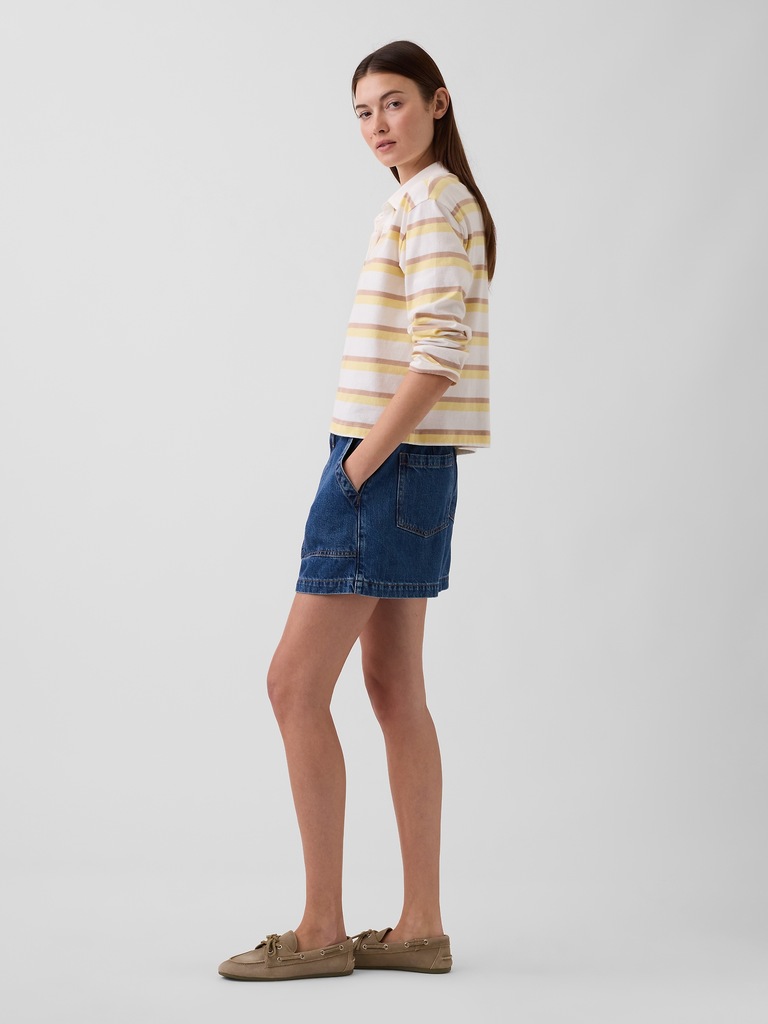 4" High Rise SuperSoft Denim Utility Shorts