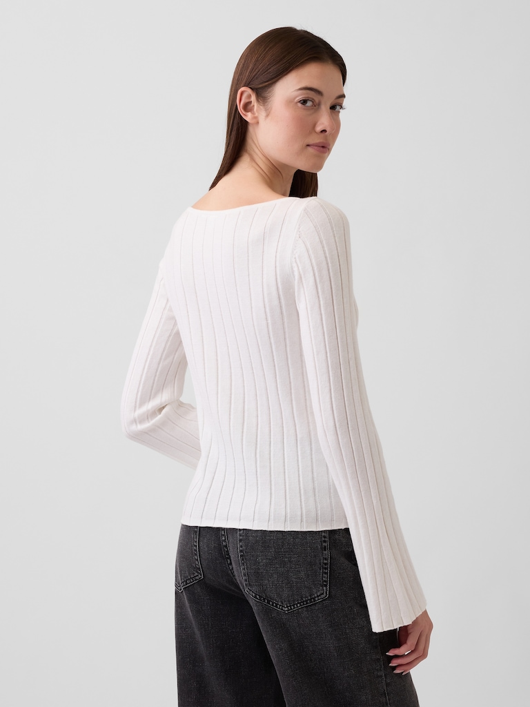 Wide-Rib Boatneck Sweater
