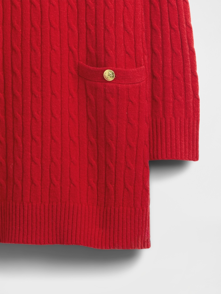 CashSoft Cable-Knit Mini Sweater Dress