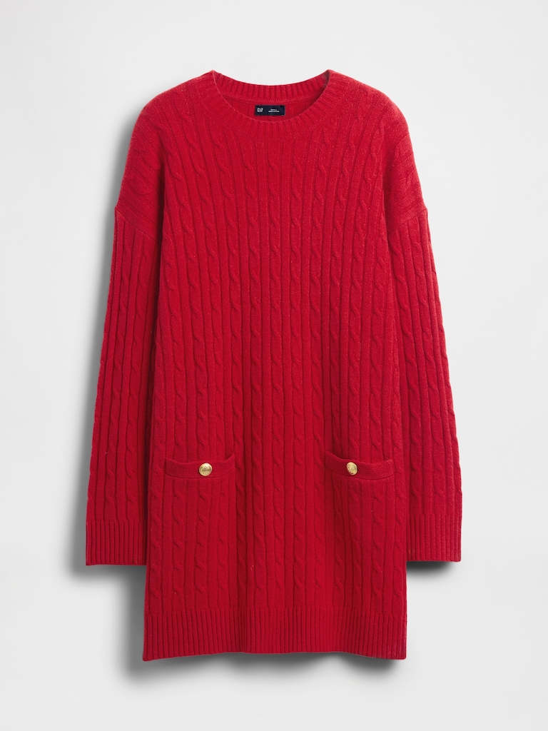 CashSoft Cable-Knit Mini Sweater Dress