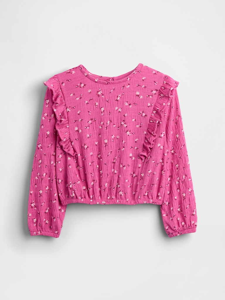 Kids Crinkle Knit Ruffle Top