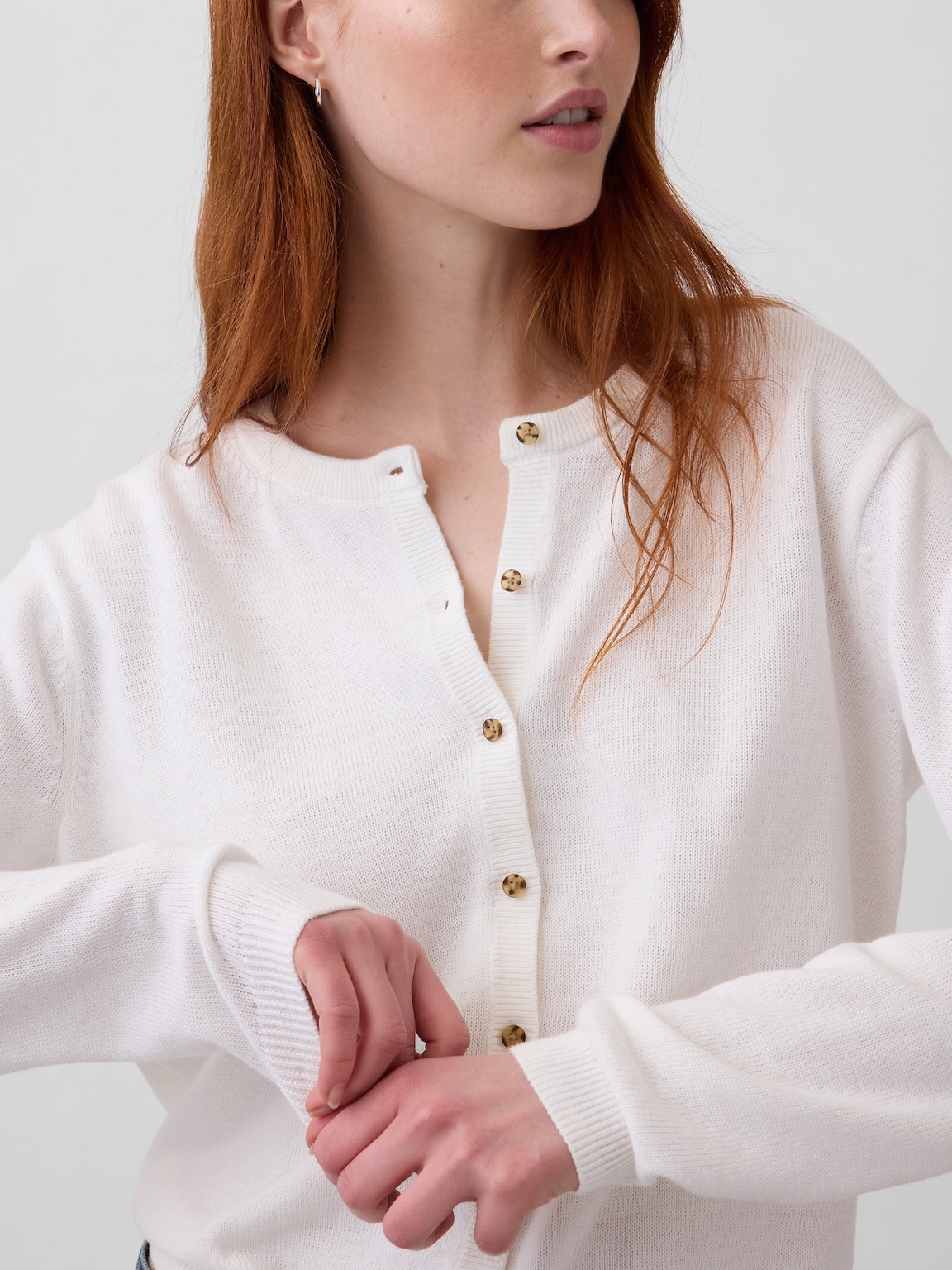 100% Cotton Relaxed Crop Cardigan Sweater
