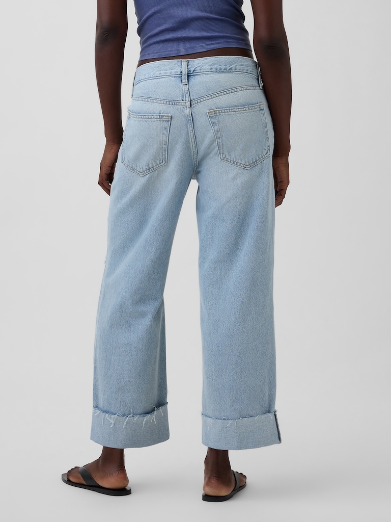 Low Slung Cuffed Relaxed Crop Jeans