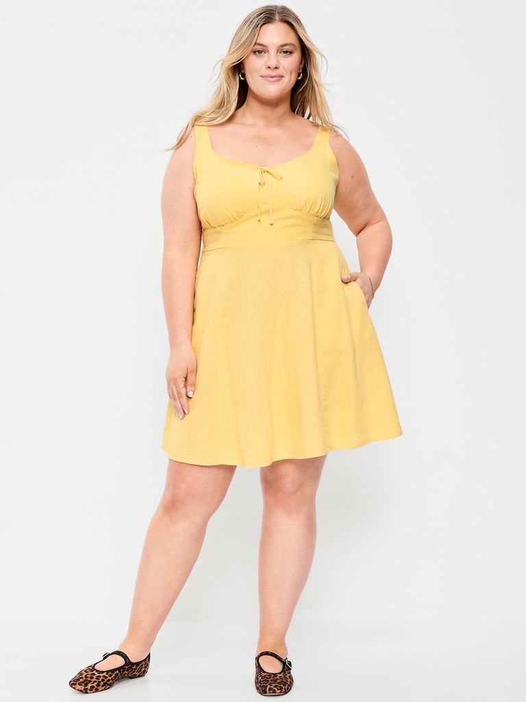 Fit & Flare Linen Mini Dress