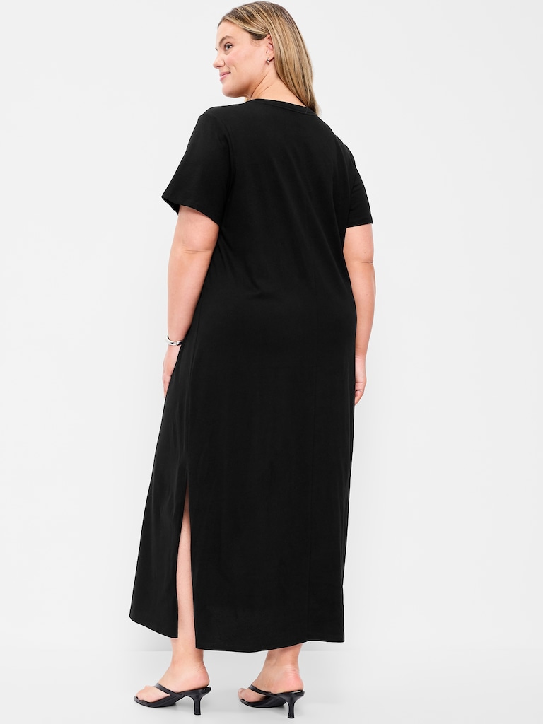 Vintage Crew-Neck Maxi Dress