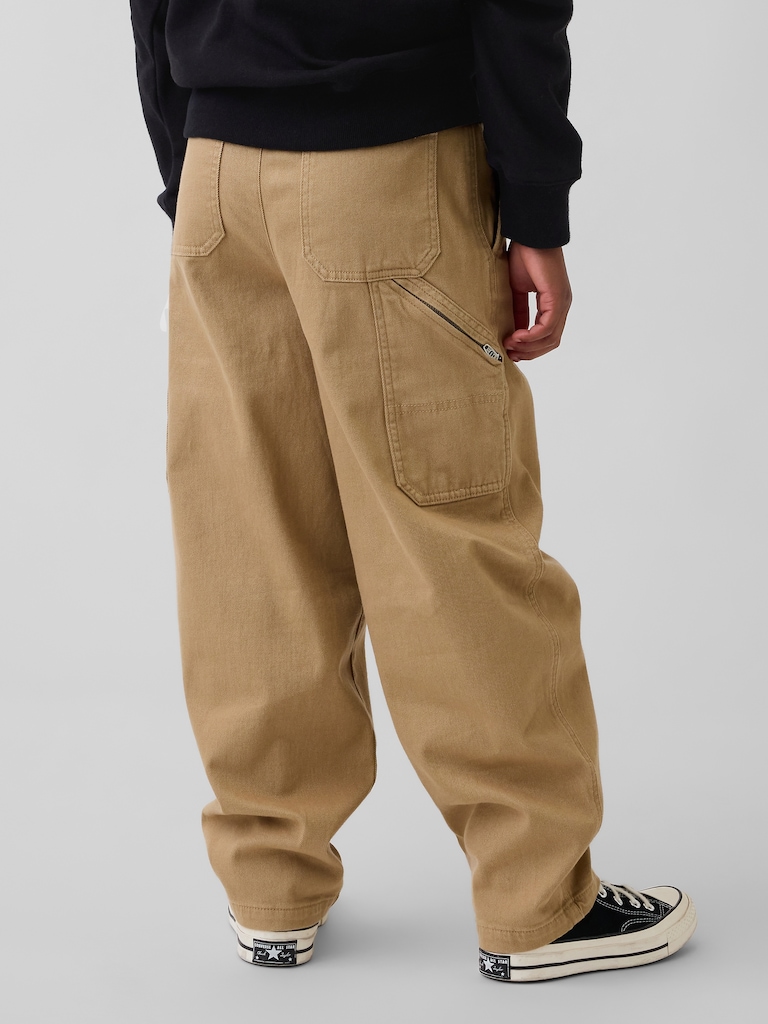 Kids Brushed Cargo Baggy Taper Pants