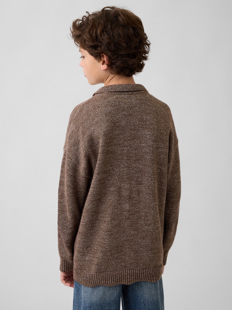 Kids Relaxed Polo Cardigan Sweater