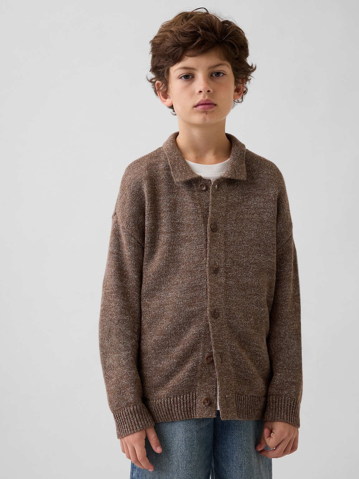 Kids Relaxed Polo Cardigan Sweater