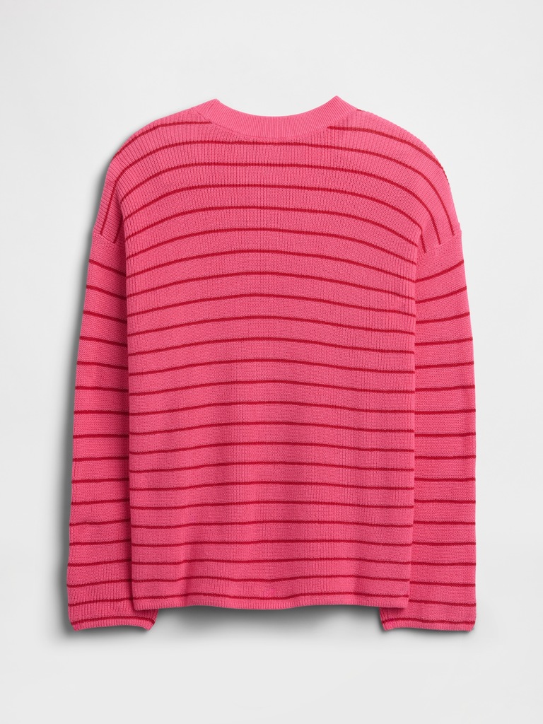 Kids Oversized Stripe Shaker-Stitch Sweater