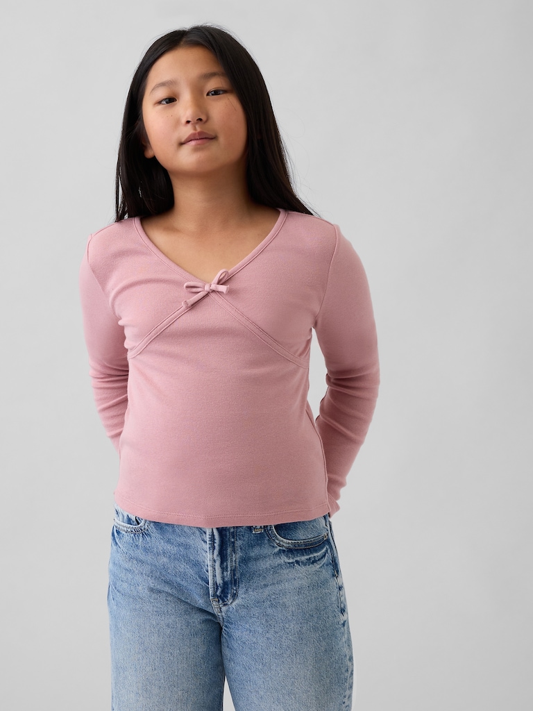 Kids Cross Front Bow T-Shirt