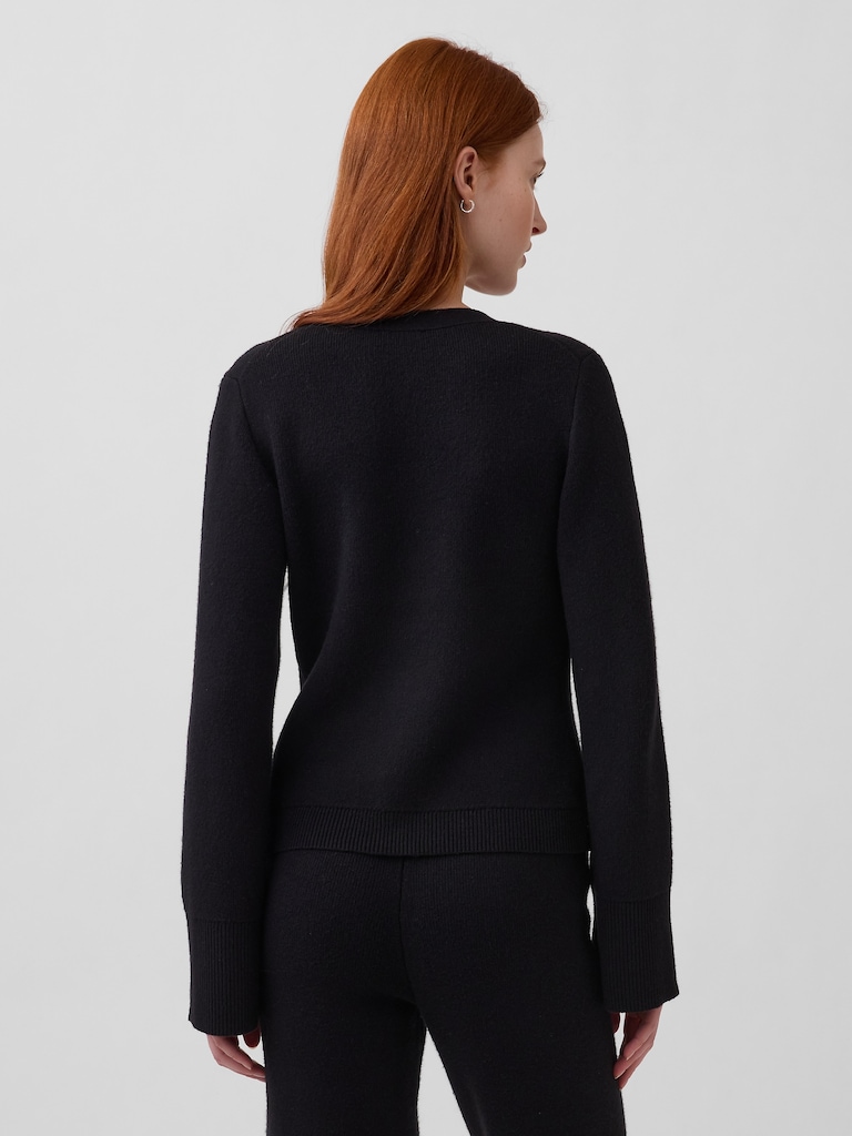 Cotton-Blend Relaxed V-Neck Cardigan Sweater