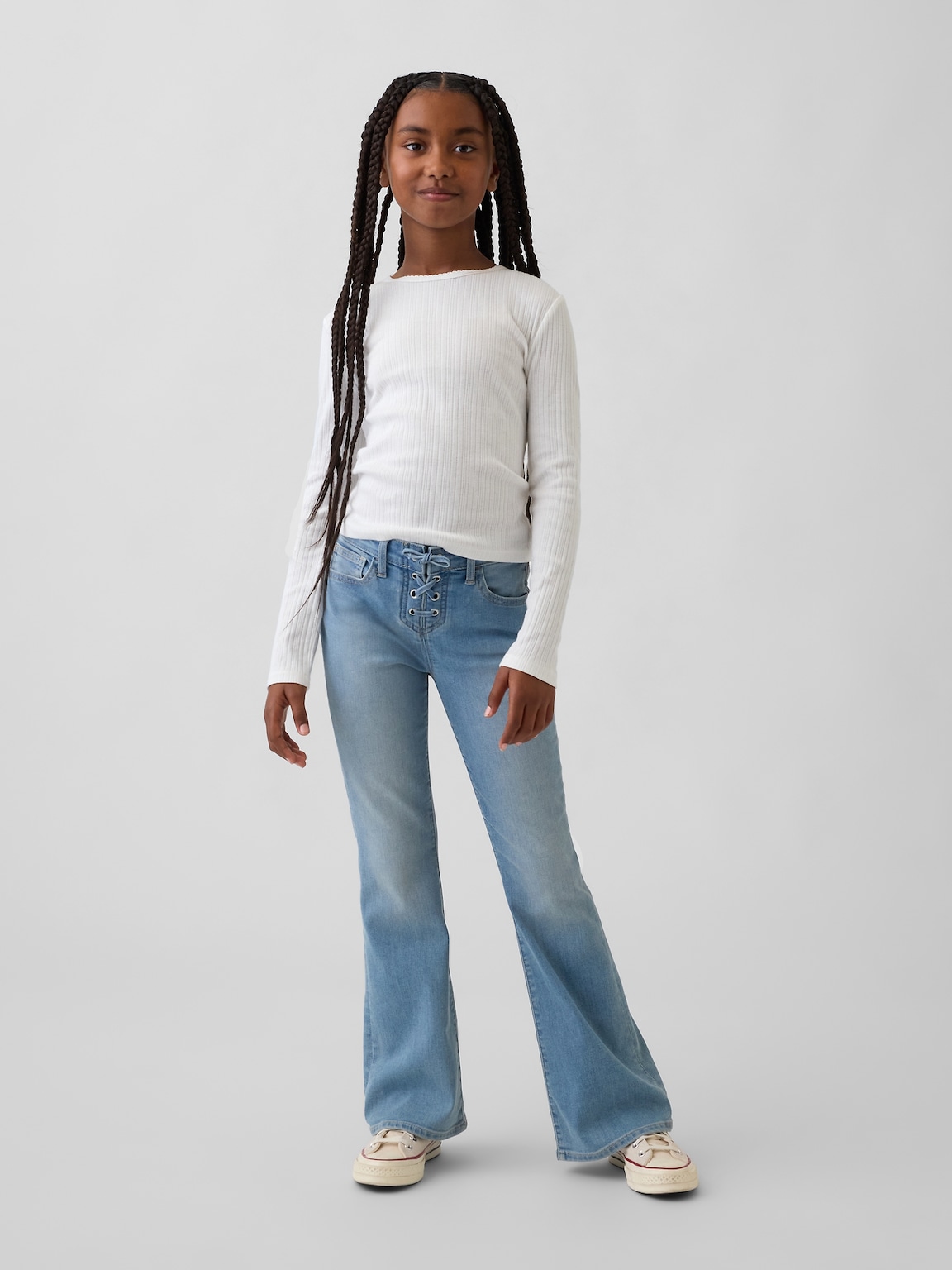 Kids High Rise Lace-Up '70s Flare Jeans
