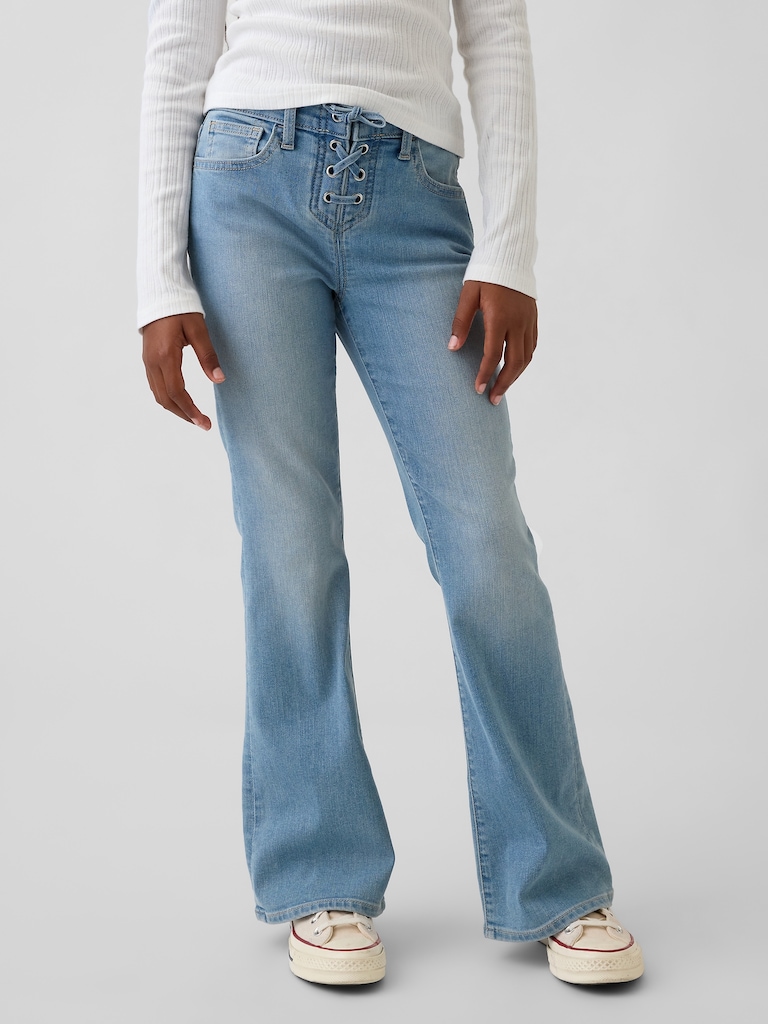 Kids High Rise Lace-Up '70s Flare Jeans