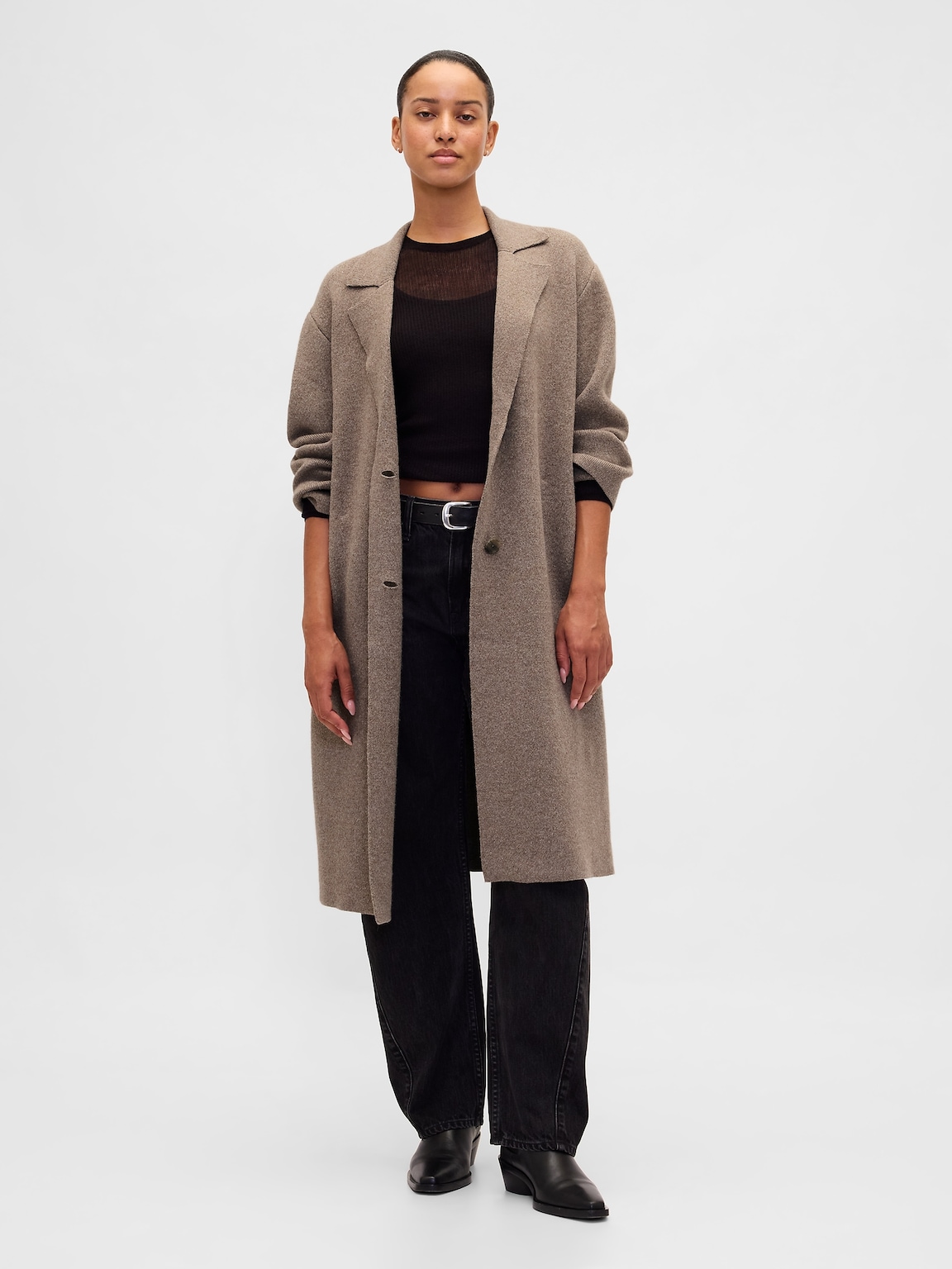 Cotton-Blend Cardigan Coat