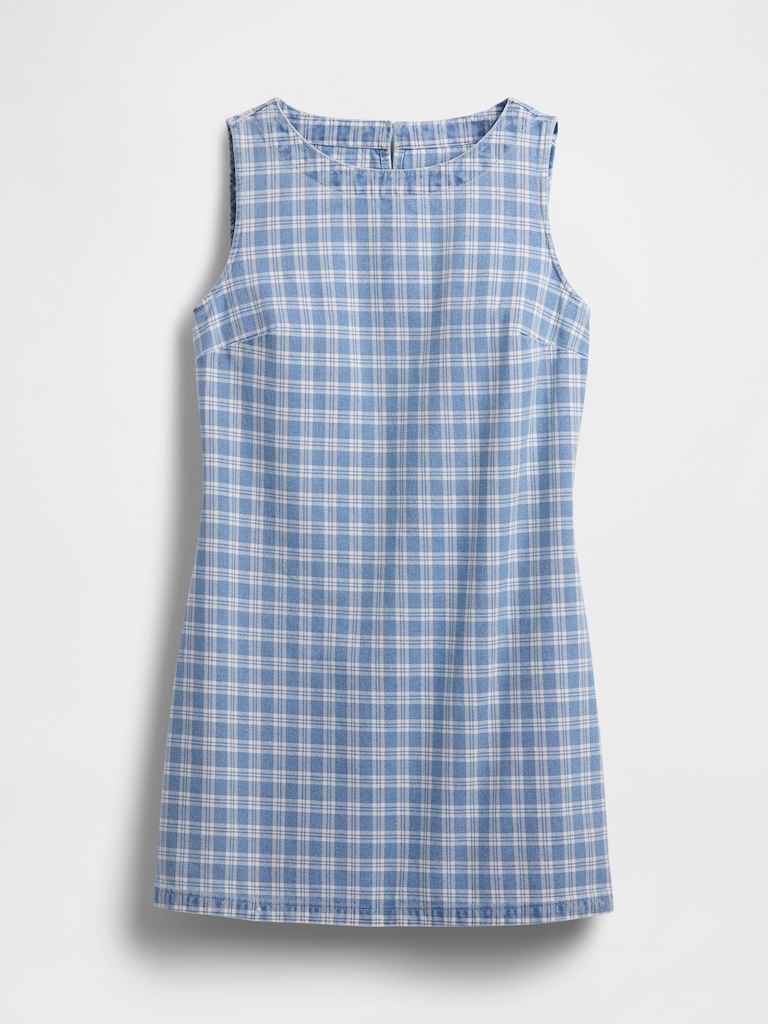 Plaid Denim Mini Shift Dress