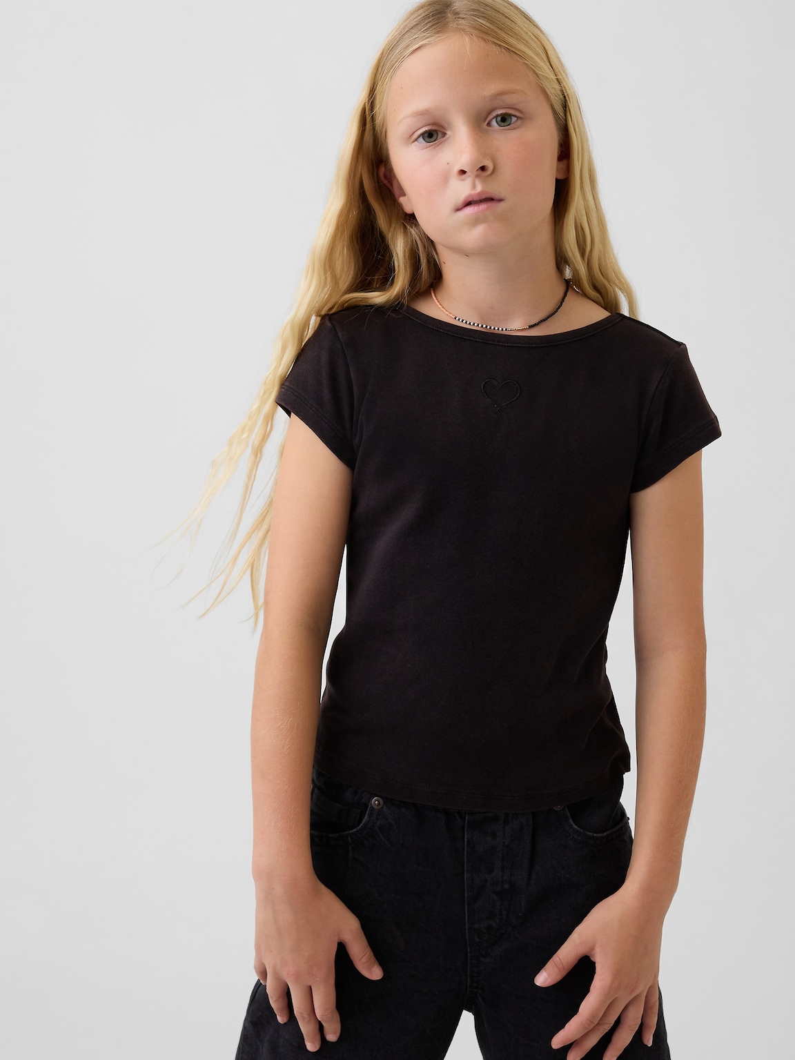 Kids Cap-Sleeve Fitted T-Shirt