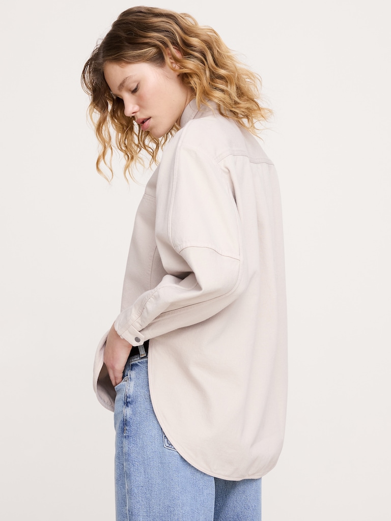 Oversized Denim Utility Pocket Shirt