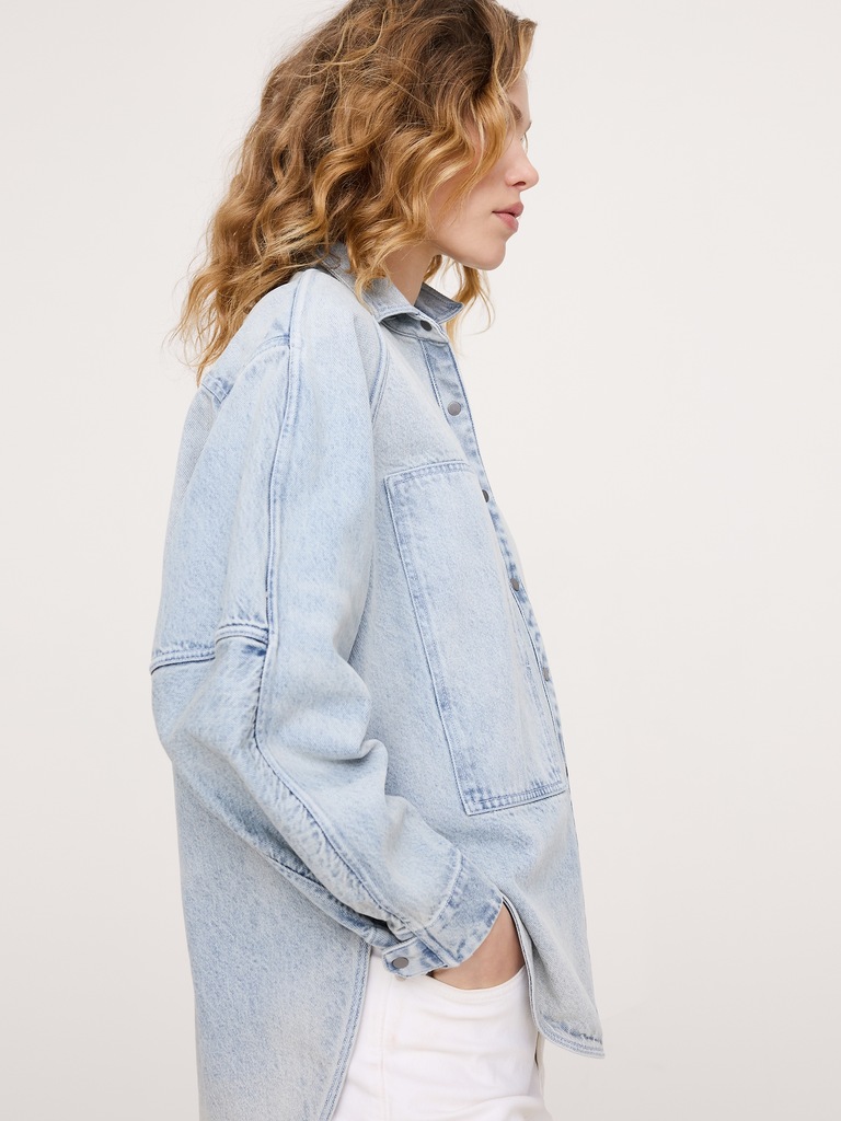 Oversized Denim Utility Pocket Shirt