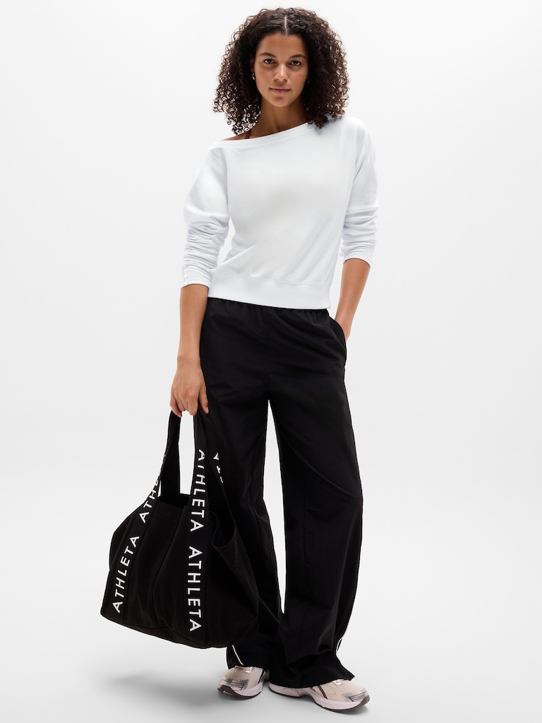 Airy Cotton Terry Boat Neck Sweatshirt