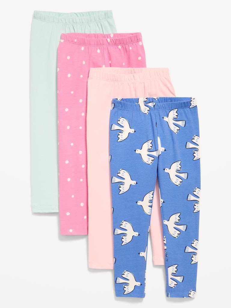 4-Pack Full-Length Jersey Leggings for Toddler Girls