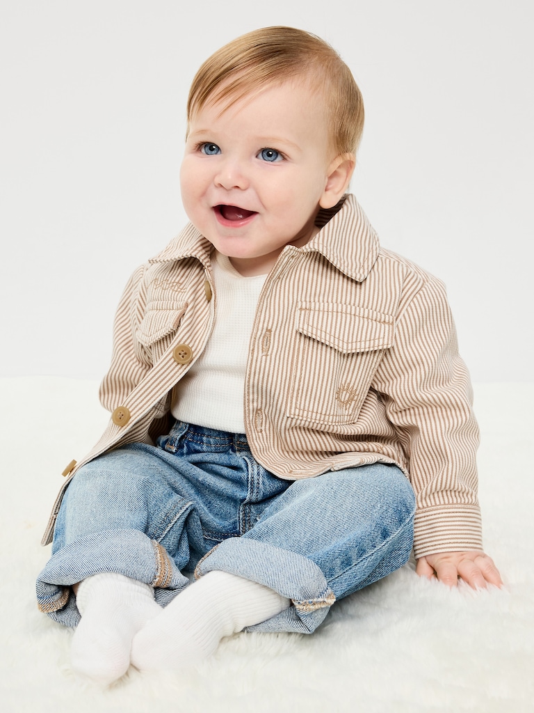 Striped Twill Shacket for Baby