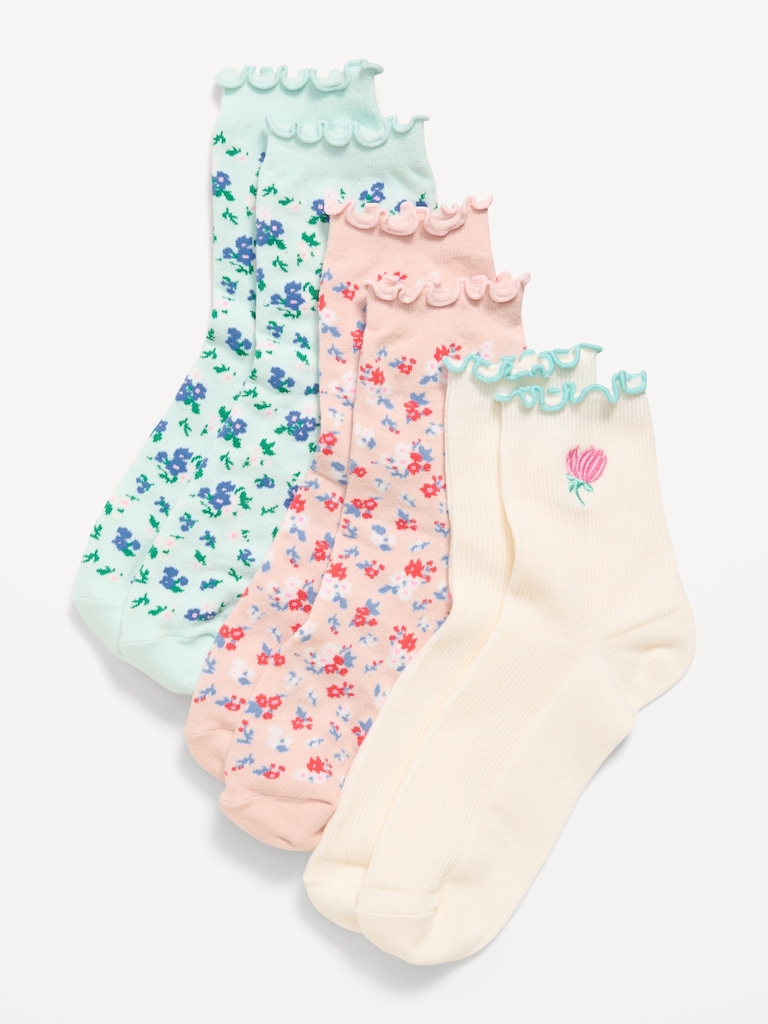 Ruffled Crew Sock 3-Pack for Women