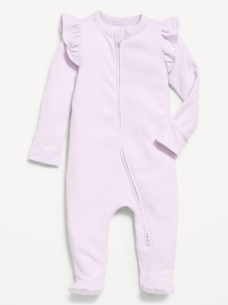 Ribbed 2-Way-Zip Sleep & Play Footed One-Piece for Baby