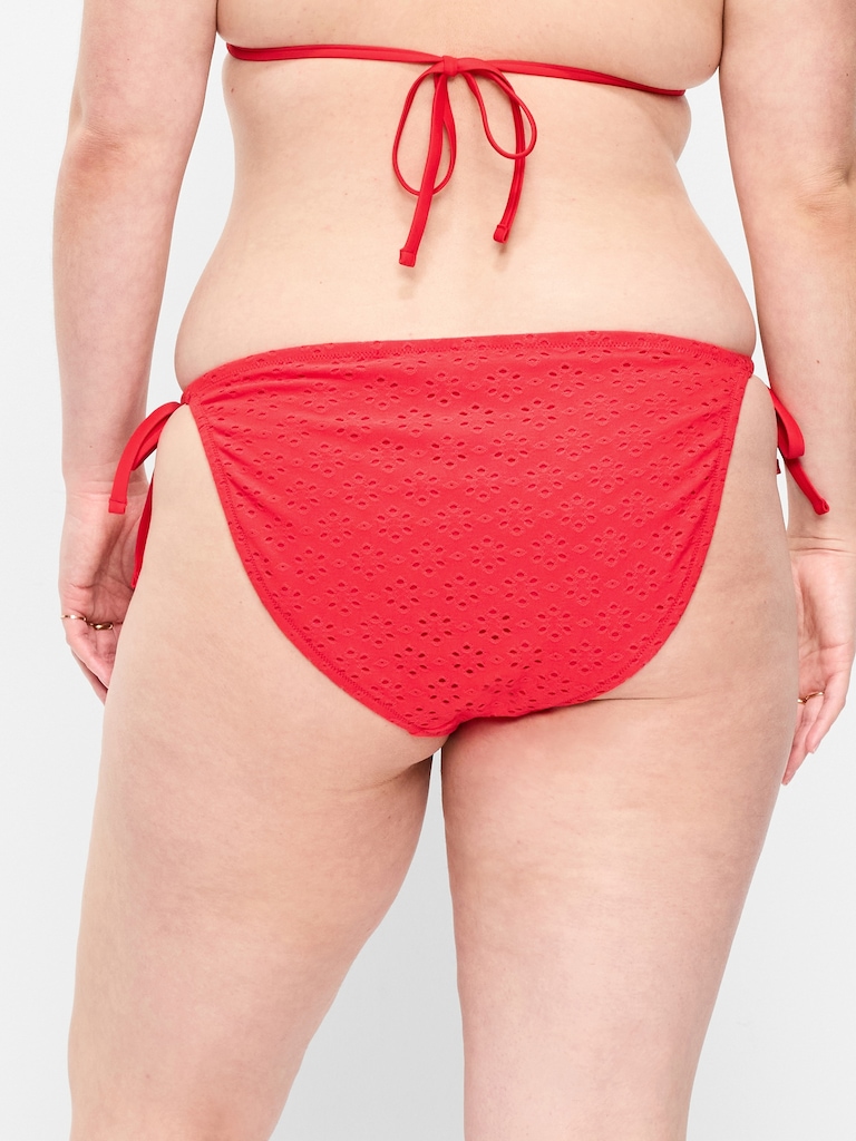 Eyelet String Bikini Swim Bottoms