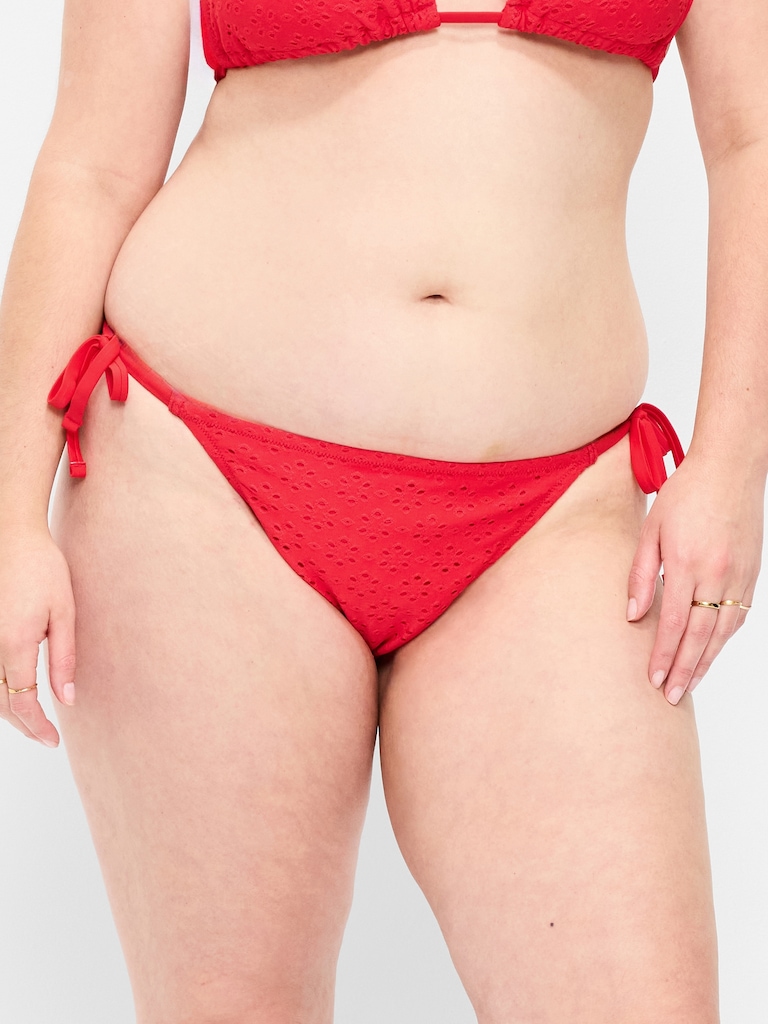 Eyelet String Bikini Swim Bottoms