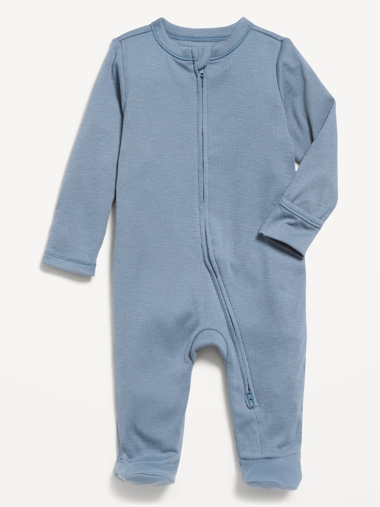 Ribbed 2-Way-Zip Sleep & Play Footed One-Piece for Baby