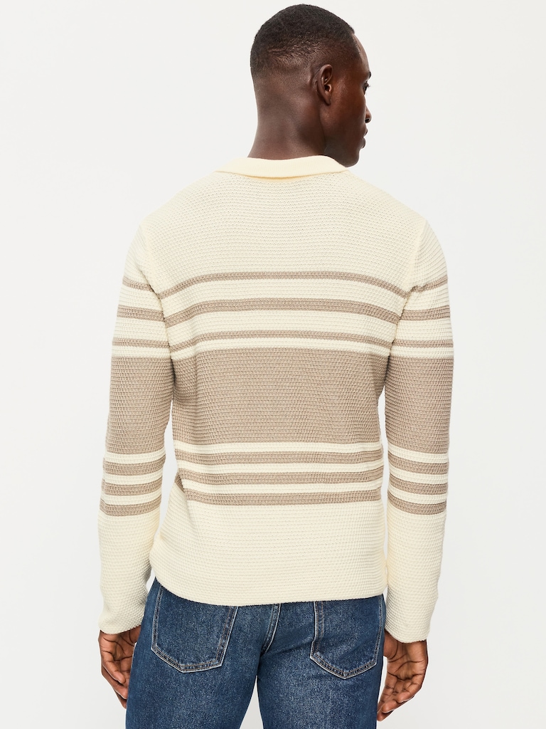 Long-Sleeve Collar Polo Sweater