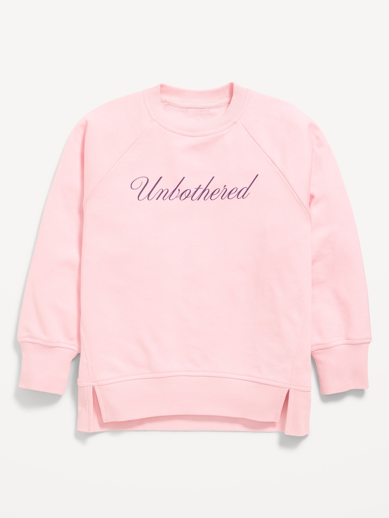 Oversized Long-Sleeve Graphic Tunic Sweatshirt for Girls